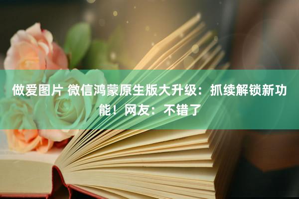 做爱图片 微信鸿蒙原生版大升级：抓续解锁新功能！网友：不错了